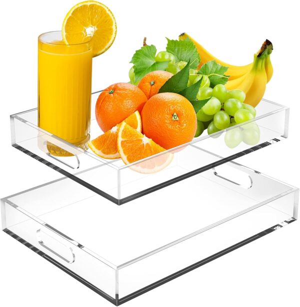 HELFERX Serving Tray Set of 2-16x12 & 16x11.4 Inch